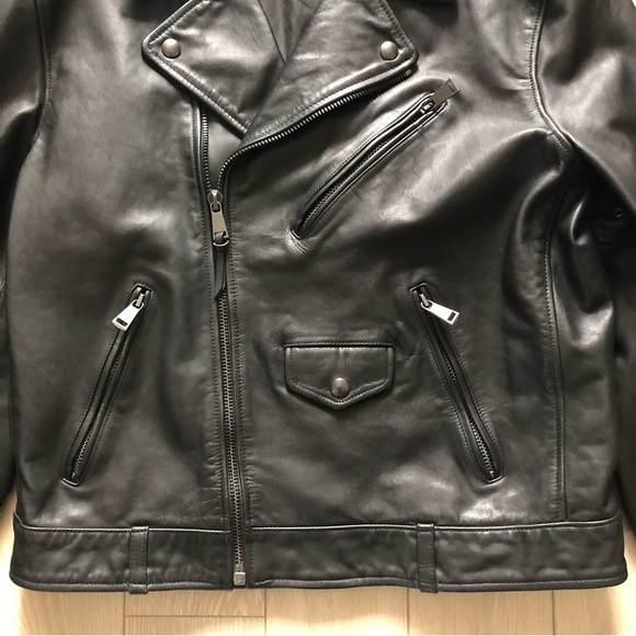 NWOT Polo Ralph Lauren Black Cow Hide Biker Leather Jacket - Picture 2 of 16